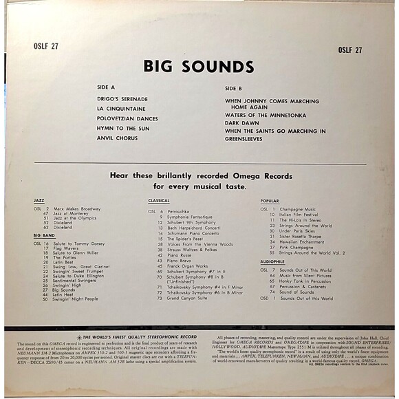 Francis Bay Big Band LP Big Sounds: Salute To Stan Kenton on Omega EX/VG+ Jazz - Picture 2 of 4